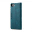 AutSpace A01 Retro Skin-feel Crazy Horse Texture Horizontal Flip Leather Case with Holder & Card Slots & Wallet & RFID For iPhone SE 2022 / SE 2020 / 8 / 7(Blue)