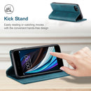 AutSpace A01 Retro Skin-feel Crazy Horse Texture Horizontal Flip Leather Case with Holder & Card Slots & Wallet & RFID For iPhone SE 2022 / SE 2020 / 8 / 7(Blue)
