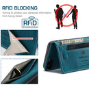 AutSpace A01 Retro Skin-feel Crazy Horse Texture Horizontal Flip Leather Case with Holder & Card Slots & Wallet & RFID For iPhone SE 2022 / SE 2020 / 8 / 7(Blue)