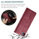 AutSpace A01 Retro Skin-feel Crazy Horse Texture Horizontal Flip Leather Case with Holder & Card Slots & Wallet & RFID For iPhone SE 2022 / SE 2020 / 8 / 7(Wine Red)