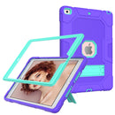 Contrast Color Robot Shockproof Silicone + PC Protective Case with Holder For iPad 10.2 2021 / 2020 / 2019 (Purple Mint Green)