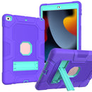 Contrast Color Robot Shockproof Silicone + PC Protective Case with Holder For iPad 10.2 2021 / 2020 / 2019 (Purple Mint Green)