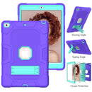 Contrast Color Robot Shockproof Silicone + PC Protective Case with Holder For iPad 10.2 2021 / 2020 / 2019 (Purple Mint Green)