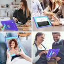 Contrast Color Robot Shockproof Silicone + PC Protective Case with Holder For iPad 10.2 2021 / 2020 / 2019 (Purple Mint Green)