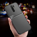For Xiaomi Redmi 9A Classic Tilt Strip Grain Magnetic Shockproof PC + TPU Case(Red)
