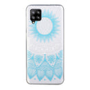 For Samsung Galaxy A12 Coloured Drawing Pattern Transparent TPU Protective Case(Blue Flower)