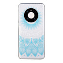 For Huawei Mate 40 Pro Coloured Drawing Pattern Transparent TPU Protective Case(Blue Flower)