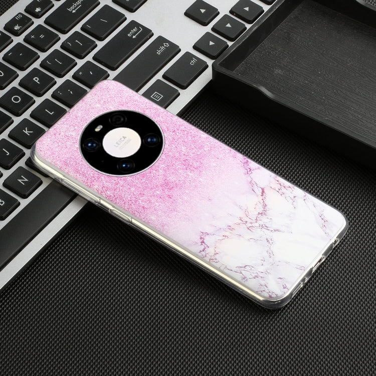 For Huawei Mate 40 Pro Coloured Drawing Pattern Transparent TPU Protective Case(Marble)