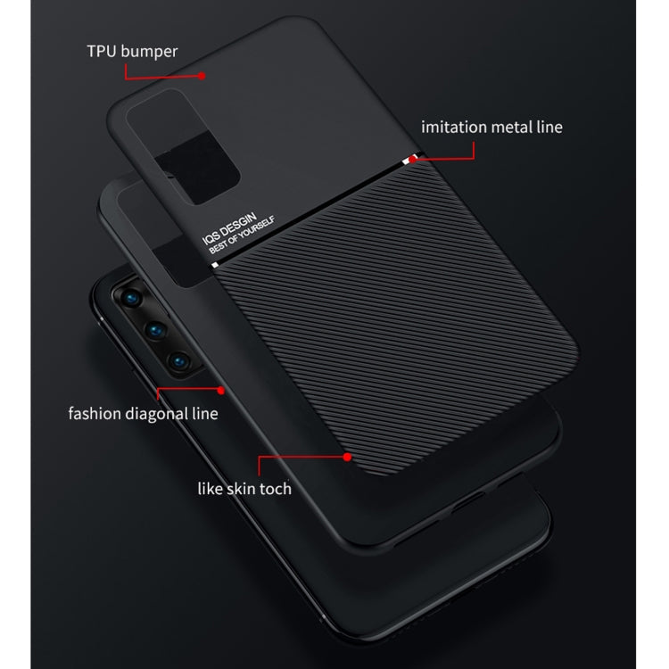 For Huawei P40 Pro Classic Tilt Strip Grain Magnetic Shockproof PC + TPU Case(Black)