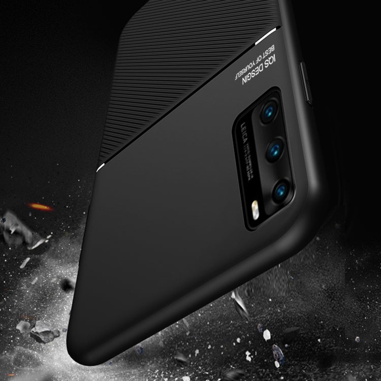 For Huawei P40 Pro Classic Tilt Strip Grain Magnetic Shockproof PC + TPU Case(Black)