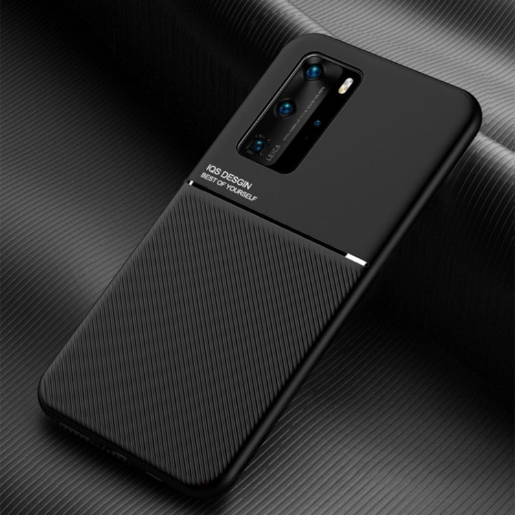 For Huawei P40 Pro Classic Tilt Strip Grain Magnetic Shockproof PC + TPU Case(Black)
