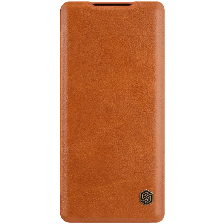 For Huawei Mate 40 Pro NILLKIN QIN Series Crazy Horse Texture Horizontal Flip Leather Case with Card Slot(Brown)