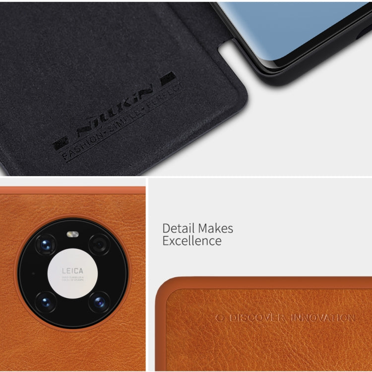 For Huawei Mate 40 Pro NILLKIN QIN Series Crazy Horse Texture Horizontal Flip Leather Case with Card Slot(Brown)