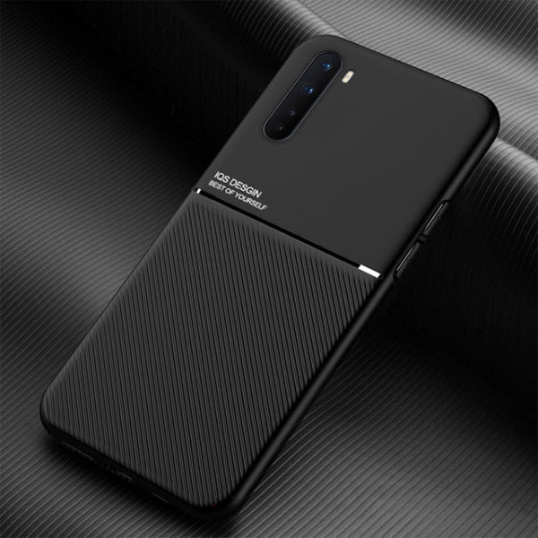 For OnePlus Nord Classic Tilt Strip Grain Magnetic Shockproof PC + TPU Case(Black)