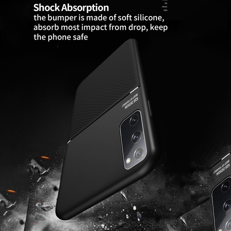 For Samsung Galaxy S20 FE Classic Tilt Strip Grain Magnetic Shockproof PC + TPU Case(Black)