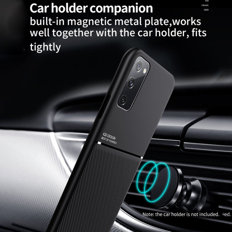For Samsung Galaxy S20 FE Classic Tilt Strip Grain Magnetic Shockproof PC + TPU Case(Black)