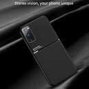 For Samsung Galaxy S20 FE Classic Tilt Strip Grain Magnetic Shockproof PC + TPU Case(Red)