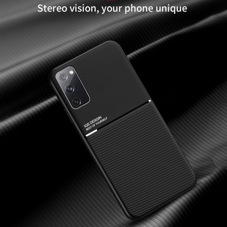 For Samsung Galaxy S20 FE Classic Tilt Strip Grain Magnetic Shockproof PC + TPU Case(Dark Green)