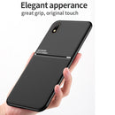 For Samsung Galaxy A01 Core Classic Tilt Strip Grain Magnetic Shockproof PC + TPU Case(Red)