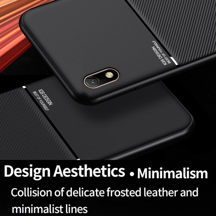 For Samsung Galaxy A01 Core Classic Tilt Strip Grain Magnetic Shockproof PC + TPU Case(Blue)