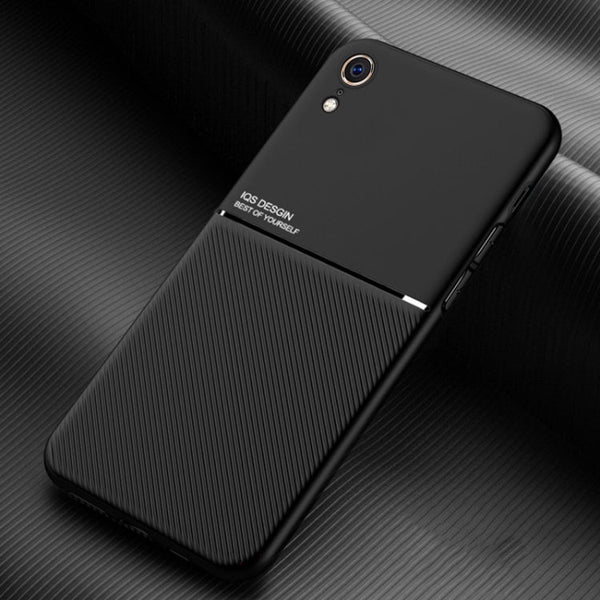 Classic Tilt Strip Grain Magnetic Shockproof PC + TPU Case For iPhone XR(Black)