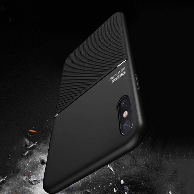 Classic Tilt Strip Grain Magnetic Shockproof PC + TPU Case For iPhone XR(Black)