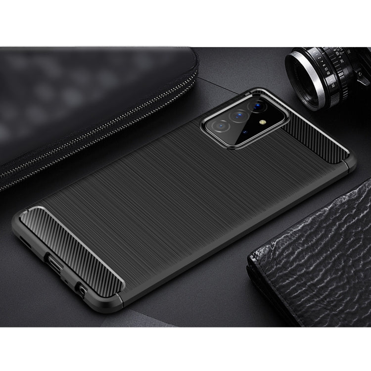 For Samsung Galaxy A72 5G / 4G Brushed Texture Carbon Fiber TPU Case(Black)