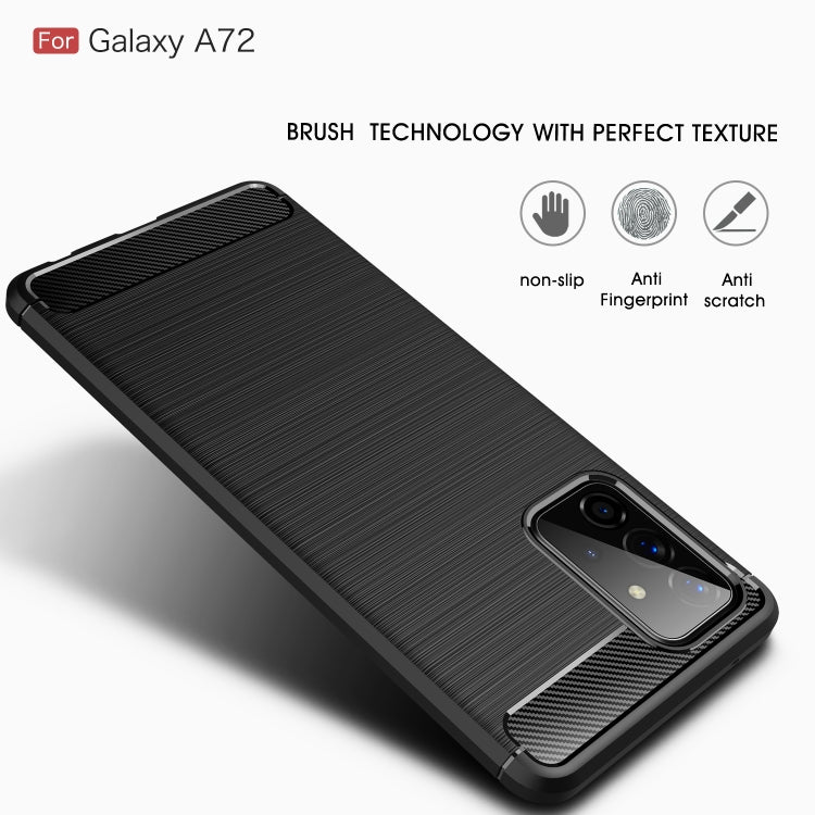 For Samsung Galaxy A72 5G / 4G Brushed Texture Carbon Fiber TPU Case(Black)
