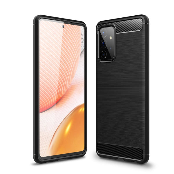 For Samsung Galaxy A72 5G / 4G Brushed Texture Carbon Fiber TPU Case(Black)
