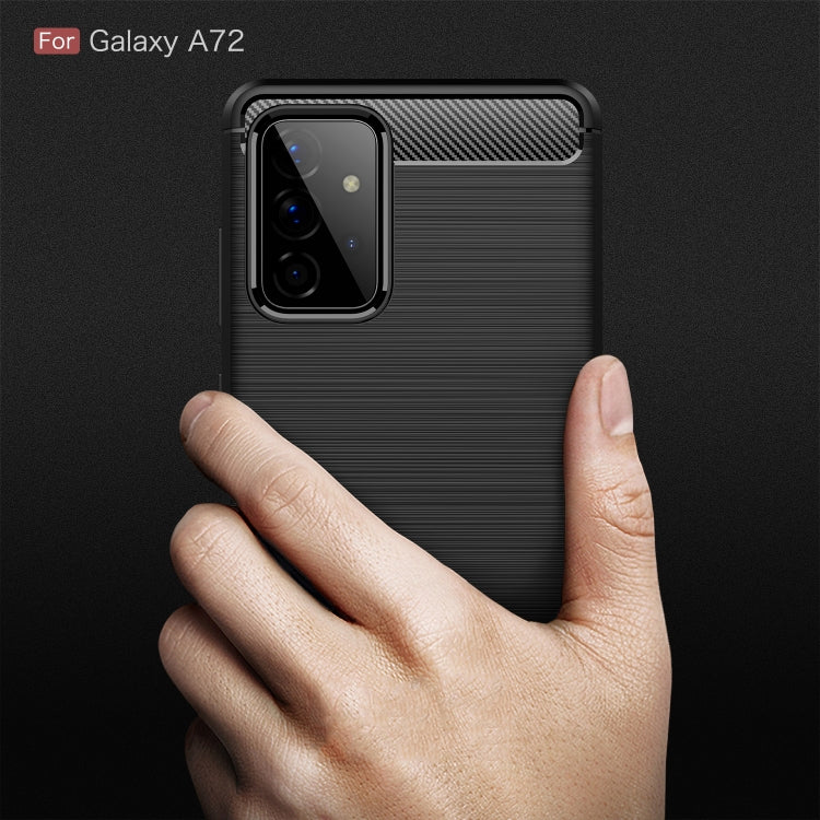 For Samsung Galaxy A72 5G / 4G Brushed Texture Carbon Fiber TPU Case(Black)