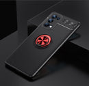 For OPPO Reno5 5G Metal Ring Holder 360 Degree Rotating TPU Case(Black Red)