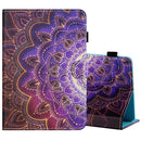For 7 inch Tablet PC Universal Sewing Thread Horizontal Painted Flat Leather Case with Pen Cover & Anti Skid Strip & Card Slot & Holder(Datura Flowers)