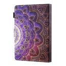 For 7 inch Tablet PC Universal Sewing Thread Horizontal Painted Flat Leather Case with Pen Cover & Anti Skid Strip & Card Slot & Holder(Datura Flowers)