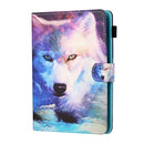 For 7 inch Tablet PC Universal Sewing Thread Horizontal Painted Flat Leather Case with Pen Cover & Anti Skid Strip & Card Slot & Holder(Wolf)