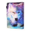 For 7 inch Tablet PC Universal Sewing Thread Horizontal Painted Flat Leather Case with Pen Cover & Anti Skid Strip & Card Slot & Holder(Wolf)
