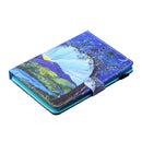 For 7 inch Tablet PC Universal Sewing Thread Horizontal Painted Flat Leather Case with Pen Cover & Anti Skid Strip & Card Slot & Holder(Sunrise With Tree)