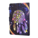 For 7 inch Tablet PC Universal Sewing Thread Horizontal Painted Flat Leather Case with Pen Cover & Anti Skid Strip & Card Slot & Holder(Starry Sky Wind Chimes)