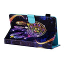 For 7 inch Tablet PC Universal Sewing Thread Horizontal Painted Flat Leather Case with Pen Cover & Anti Skid Strip & Card Slot & Holder(Starry Sky Wind Chimes)