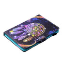 For 7 inch Tablet PC Universal Sewing Thread Horizontal Painted Flat Leather Case with Pen Cover & Anti Skid Strip & Card Slot & Holder(Starry Sky Wind Chimes)