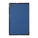 For Lenovo Tab M10 HD (X306) 3-folding Skin Texture Horizontal Flip TPU + PU Leather Case with Holder(Navy Blue)