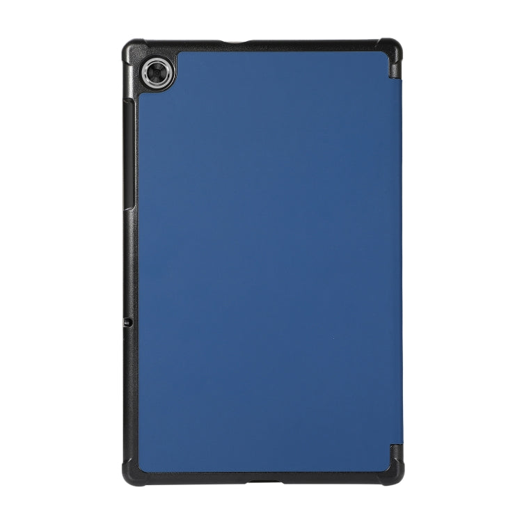 For Lenovo Tab M10 HD (X306) 3-folding Skin Texture Horizontal Flip TPU + PU Leather Case with Holder(Navy Blue)