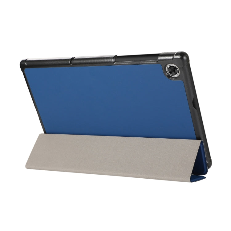 For Lenovo Tab M10 HD (X306) 3-folding Skin Texture Horizontal Flip TPU + PU Leather Case with Holder(Navy Blue)
