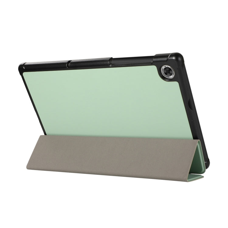 For Lenovo Tab M10 HD (X306) 3-folding Skin Texture Horizontal Flip TPU + PU Leather Case with Holder(Mint Green)