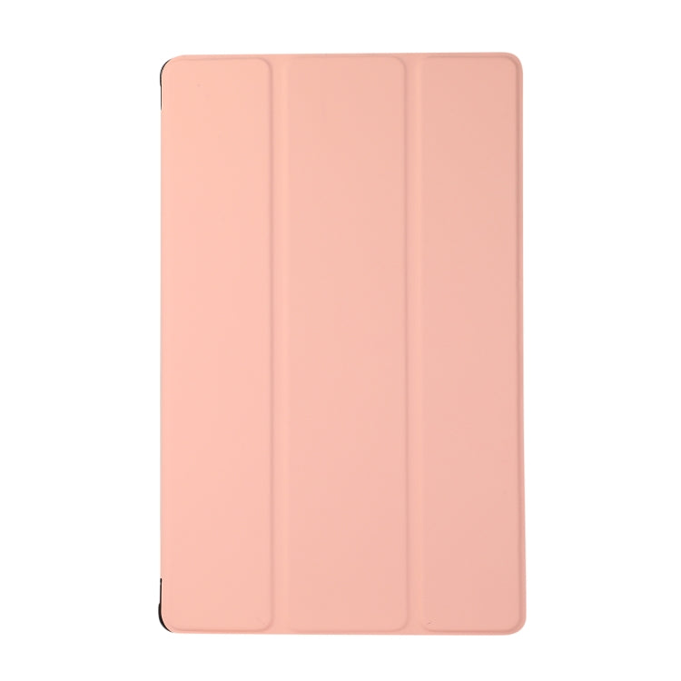 For Lenovo Tab M10 HD (X306) 3-folding Skin Texture Horizontal Flip TPU + PU Leather Case with Holder(Pink)