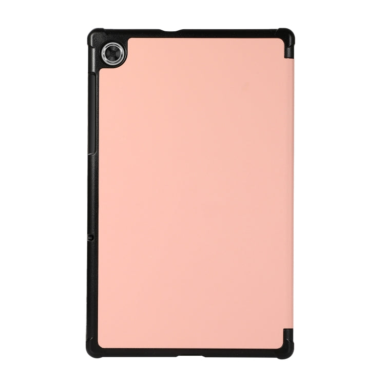 For Lenovo Tab M10 HD (X306) 3-folding Skin Texture Horizontal Flip TPU + PU Leather Case with Holder(Pink)