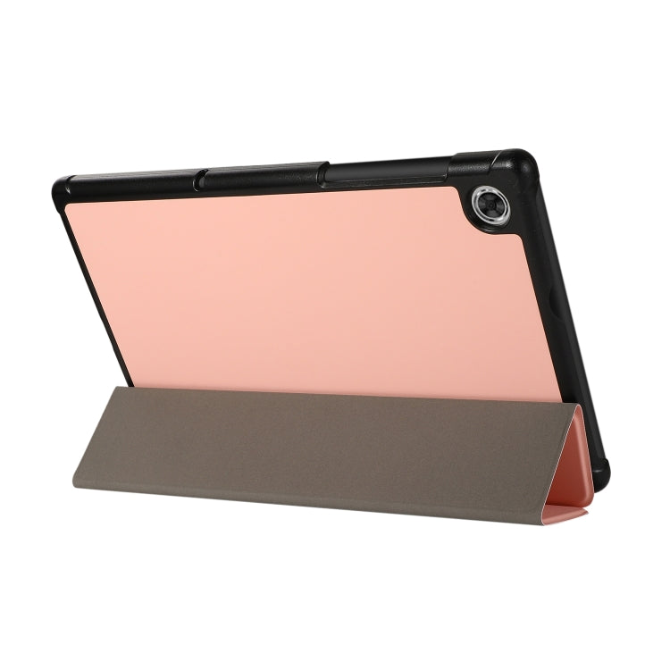 For Lenovo Tab M10 HD (X306) 3-folding Skin Texture Horizontal Flip TPU + PU Leather Case with Holder(Pink)