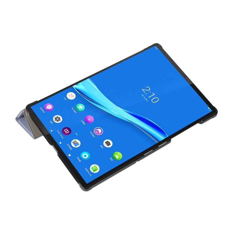 For Lenovo Tab M10 HD (X306) 3-folding Skin Texture Horizontal Flip TPU + PU Leather Case with Holder(Black)