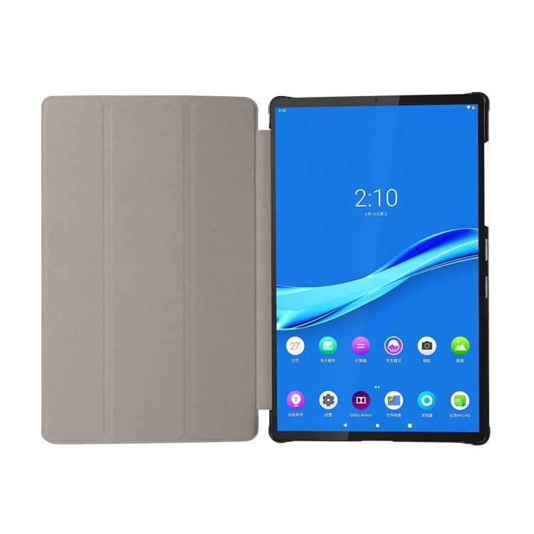 For Lenovo Tab M10 HD (X306) 3-folding Skin Texture Horizontal Flip TPU + PU Leather Case with Holder(Red)