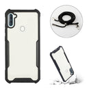 For Samsung Galaxy A11 / M11 Acrylic + Color TPU Shockproof Case with Neck Lanyard(Black)