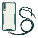 For Samsung Galaxy A50 / A30s / A50s Acrylic + Color TPU Shockproof Case with Neck Lanyard(Dark Green)